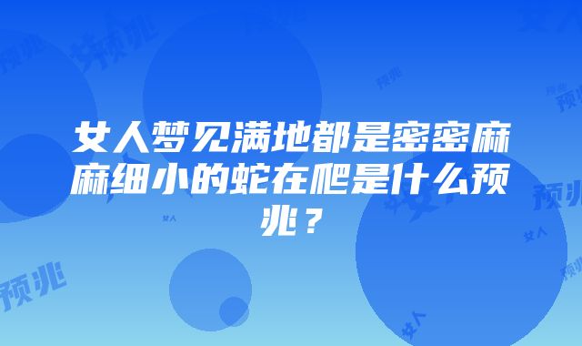 女人梦见满地都是密密麻麻细小的蛇在爬是什么预兆？