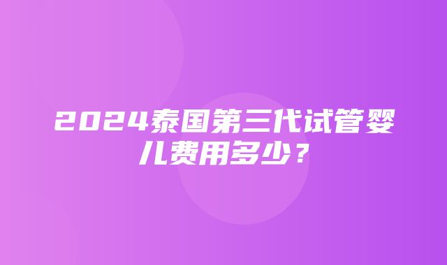 2024泰国第三代试管婴儿费用多少？