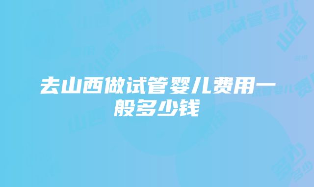 去山西做试管婴儿费用一般多少钱