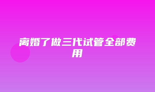 离婚了做三代试管全部费用