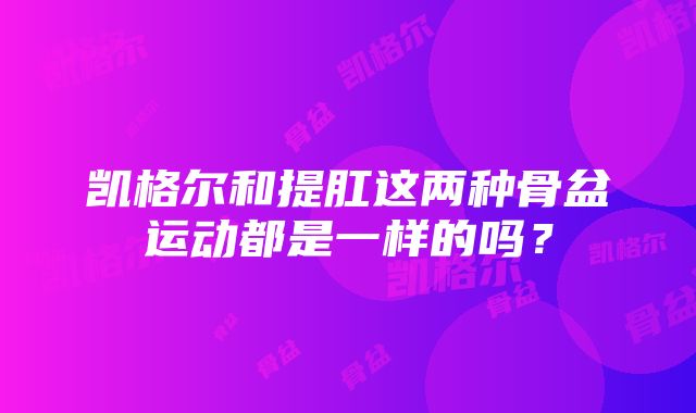 凯格尔和提肛这两种骨盆运动都是一样的吗？