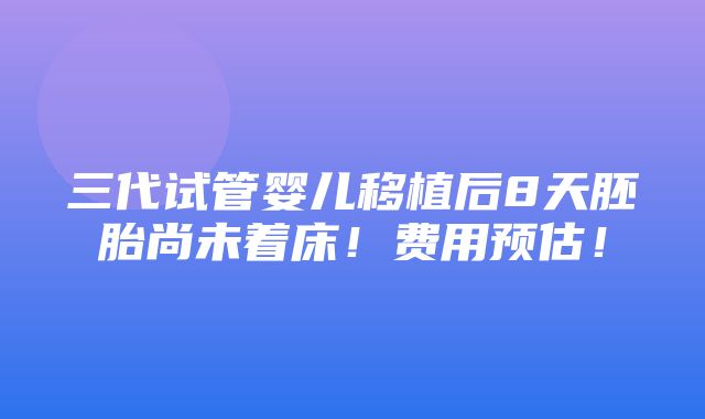 三代试管婴儿移植后8天胚胎尚未着床！费用预估！