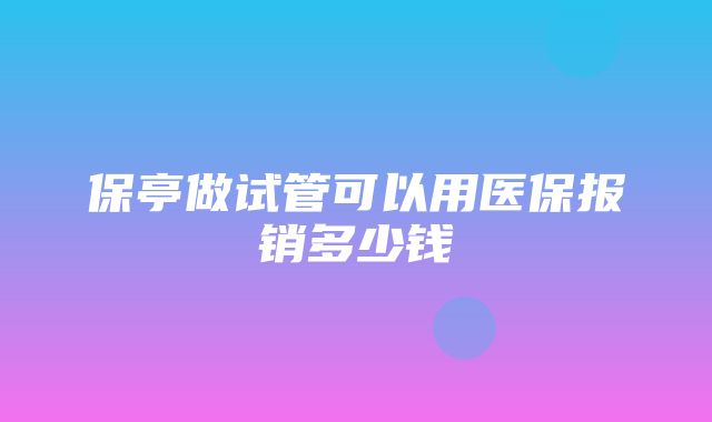 保亭做试管可以用医保报销多少钱