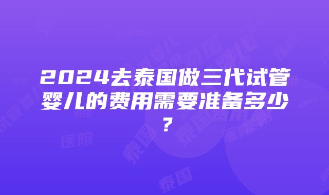 2024去泰国做三代试管婴儿的费用需要准备多少？