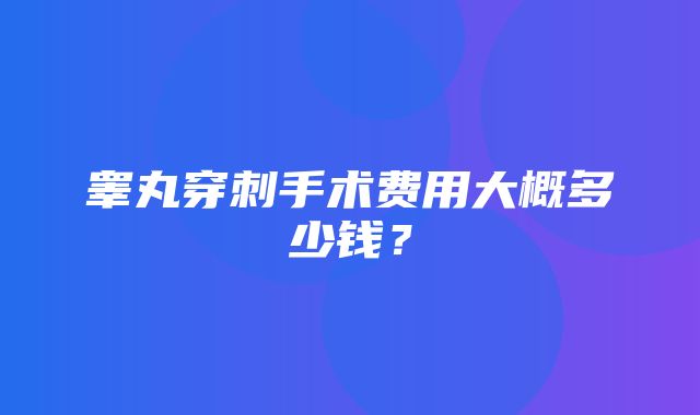 睾丸穿刺手术费用大概多少钱？