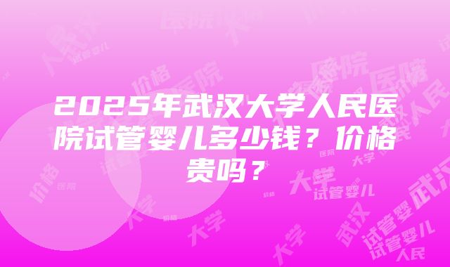 2025年武汉大学人民医院试管婴儿多少钱？价格贵吗？