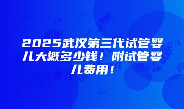 2025武汉第三代试管婴儿大概多少钱！附试管婴儿费用！