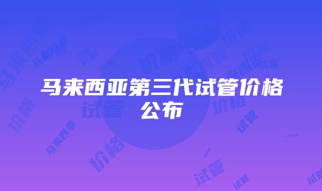 马来西亚第三代试管价格公布