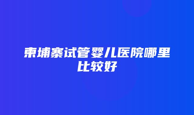 柬埔寨试管婴儿医院哪里比较好