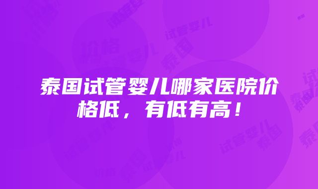 泰国试管婴儿哪家医院价格低，有低有高！