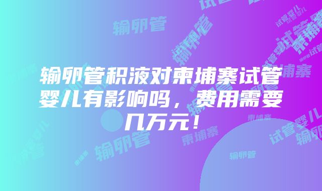 输卵管积液对柬埔寨试管婴儿有影响吗，费用需要几万元！