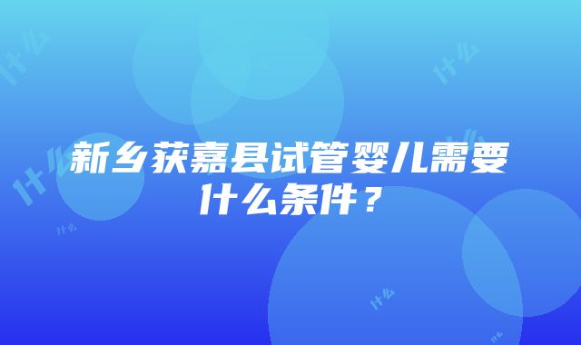 新乡获嘉县试管婴儿需要什么条件？