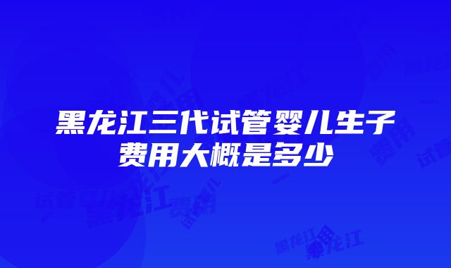 黑龙江三代试管婴儿生子费用大概是多少