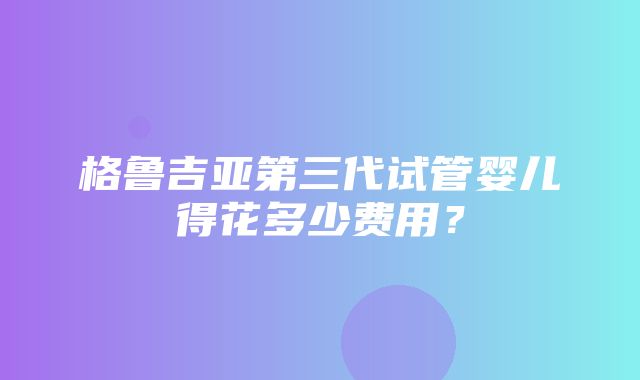 格鲁吉亚第三代试管婴儿得花多少费用？