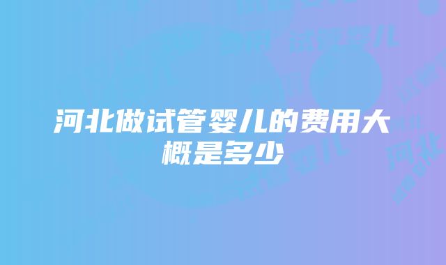 河北做试管婴儿的费用大概是多少