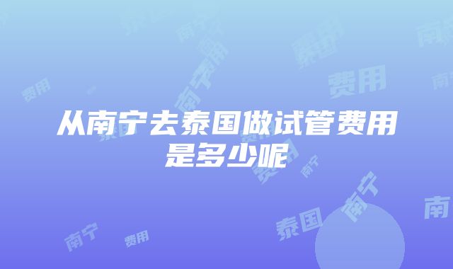 从南宁去泰国做试管费用是多少呢