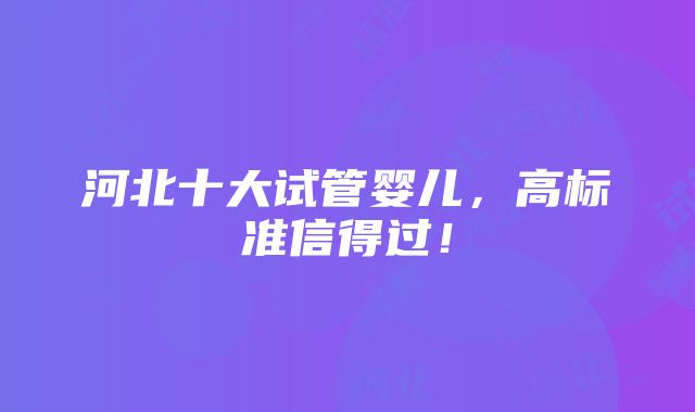 河北十大试管婴儿，高标准信得过！