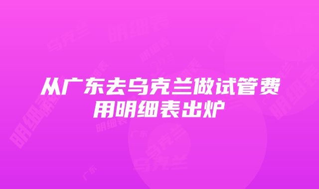 从广东去乌克兰做试管费用明细表出炉