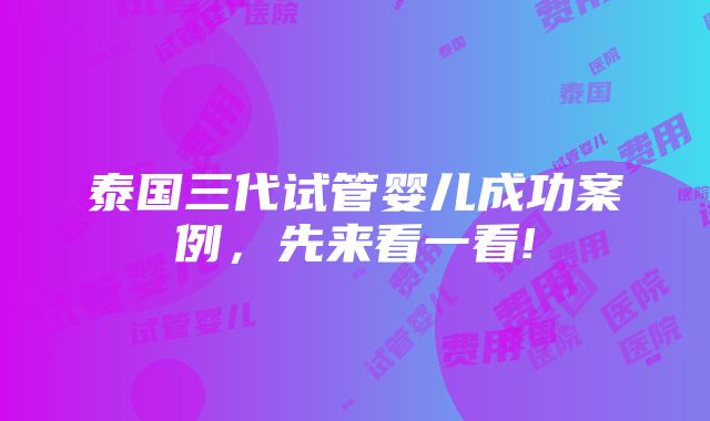 泰国三代试管婴儿成功案例，先来看一看!