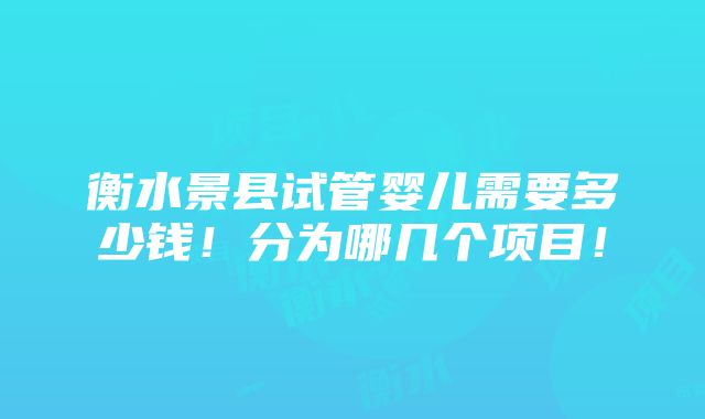 衡水景县试管婴儿需要多少钱！分为哪几个项目！