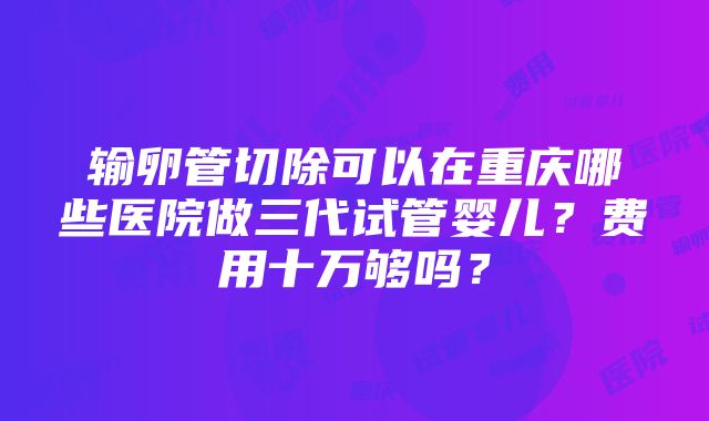 输卵管切除可以在重庆哪些医院做三代试管婴儿？费用十万够吗？