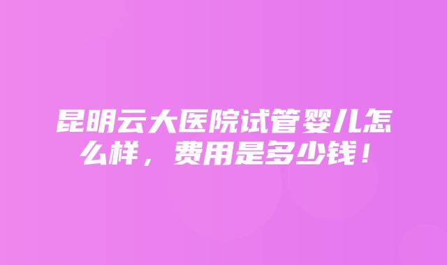 昆明云大医院试管婴儿怎么样，费用是多少钱！