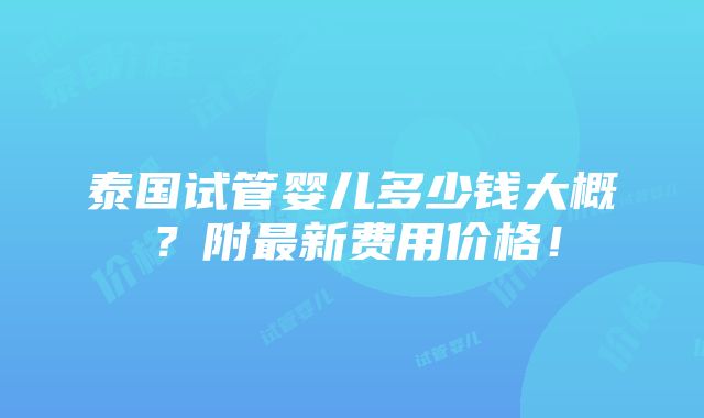 泰国试管婴儿多少钱大概？附最新费用价格！