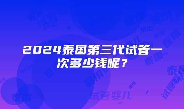 2024泰国第三代试管一次多少钱呢？