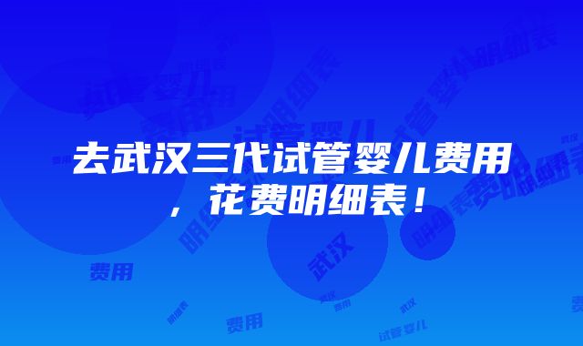 去武汉三代试管婴儿费用，花费明细表！