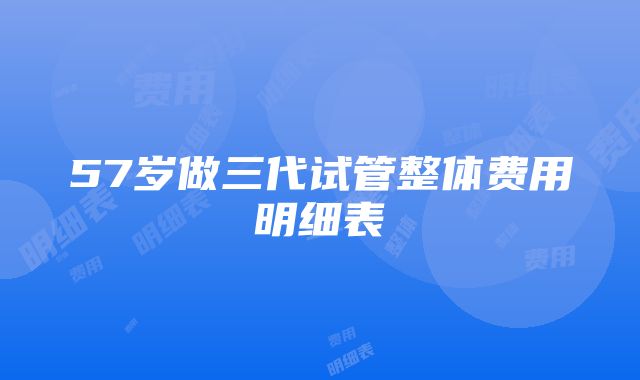 57岁做三代试管整体费用明细表