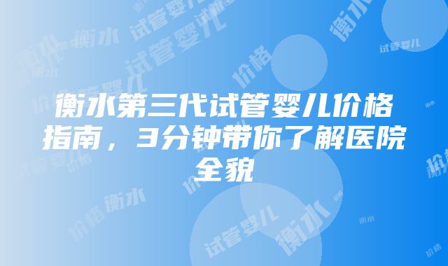 衡水第三代试管婴儿价格指南，3分钟带你了解医院全貌