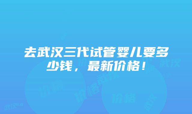 去武汉三代试管婴儿要多少钱，最新价格！