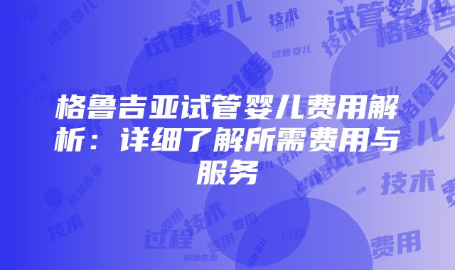 格鲁吉亚试管婴儿费用解析：详细了解所需费用与服务