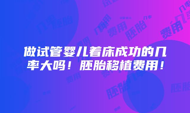 做试管婴儿着床成功的几率大吗！胚胎移植费用！