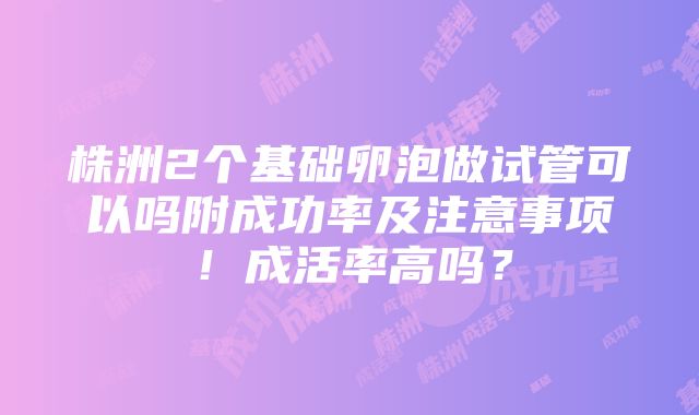 株洲2个基础卵泡做试管可以吗附成功率及注意事项！成活率高吗？