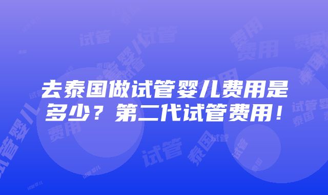 去泰国做试管婴儿费用是多少？第二代试管费用！