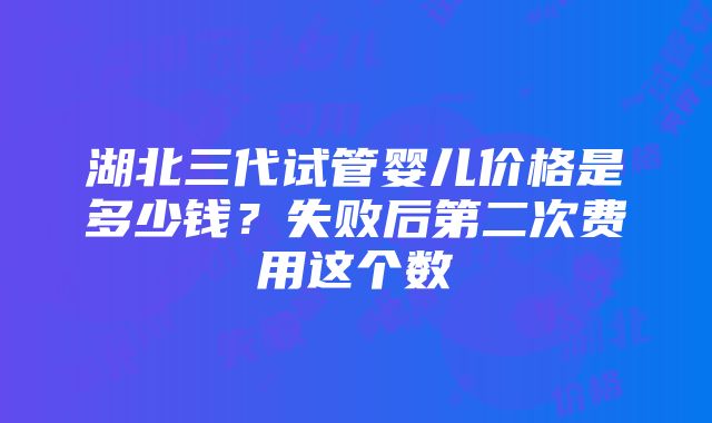 湖北三代试管婴儿价格是多少钱？失败后第二次费用这个数