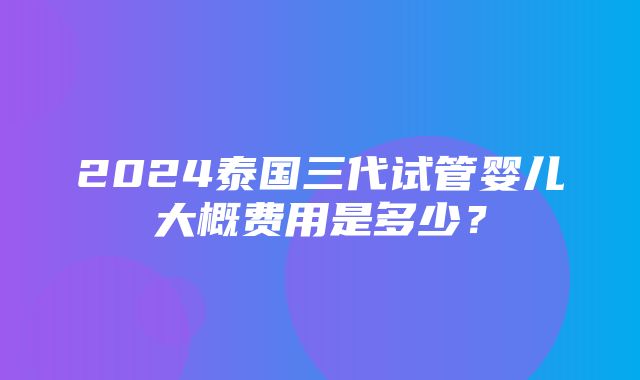 2024泰国三代试管婴儿大概费用是多少？