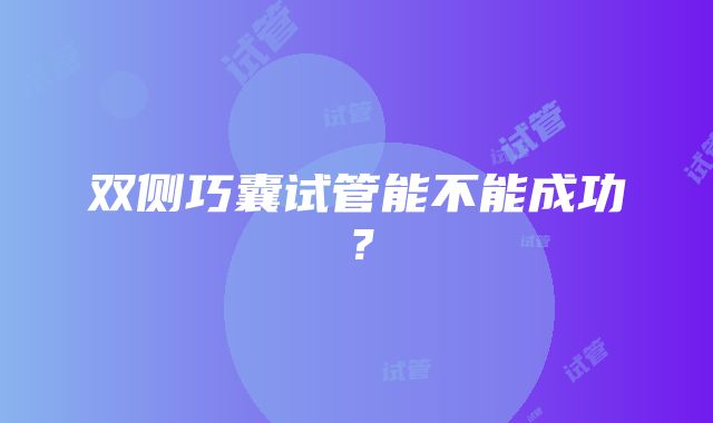 双侧巧囊试管能不能成功？