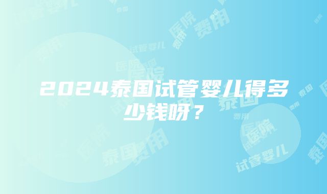 2024泰国试管婴儿得多少钱呀？