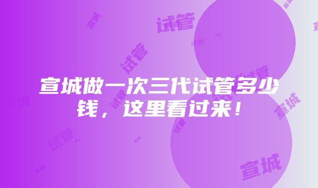 宣城做一次三代试管多少钱，这里看过来！