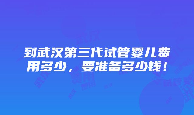 到武汉第三代试管婴儿费用多少，要准备多少钱！