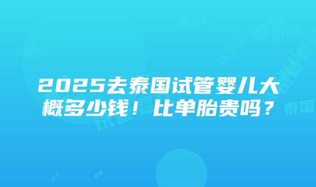 2025去泰国试管婴儿大概多少钱！比单胎贵吗？