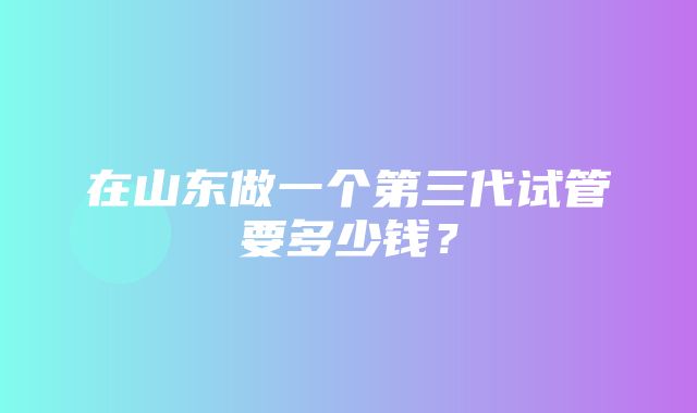 在山东做一个第三代试管要多少钱？