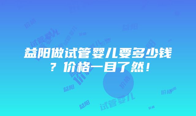 益阳做试管婴儿要多少钱？价格一目了然！