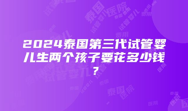 2024泰国第三代试管婴儿生两个孩子要花多少钱？