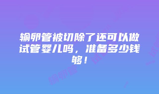 输卵管被切除了还可以做试管婴儿吗，准备多少钱够！