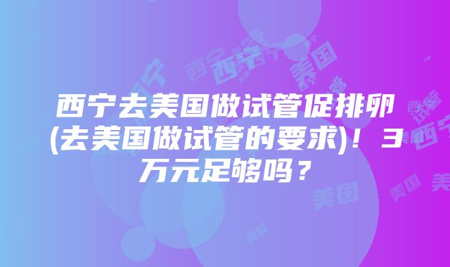 西宁去美国做试管促排卵(去美国做试管的要求)！3万元足够吗？