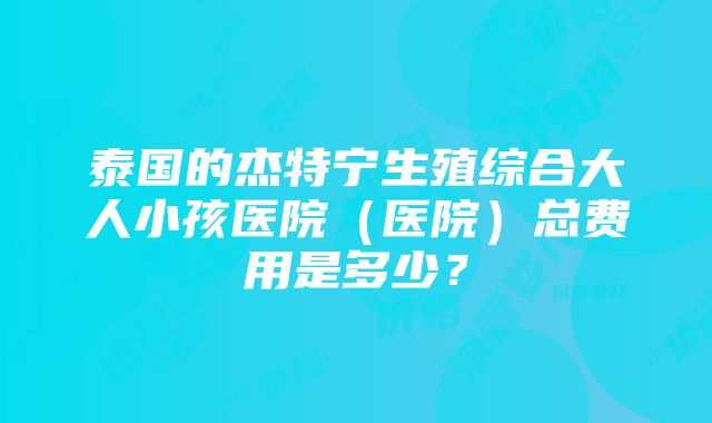 泰国的杰特宁生殖综合大人小孩医院（医院）总费用是多少？