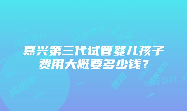 嘉兴第三代试管婴儿孩子费用大概要多少钱？